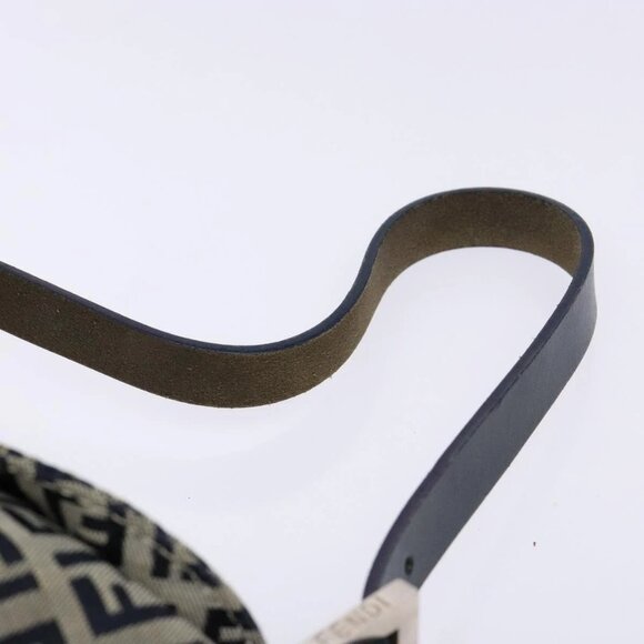 FENDI Zucchino Canvas Mamma Baguette Shoulder Bag Navy Gold Auth 139307 - Picture 9 of 16